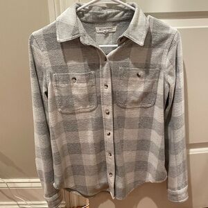 Women’s workshop plaid sweatshirt button up XS